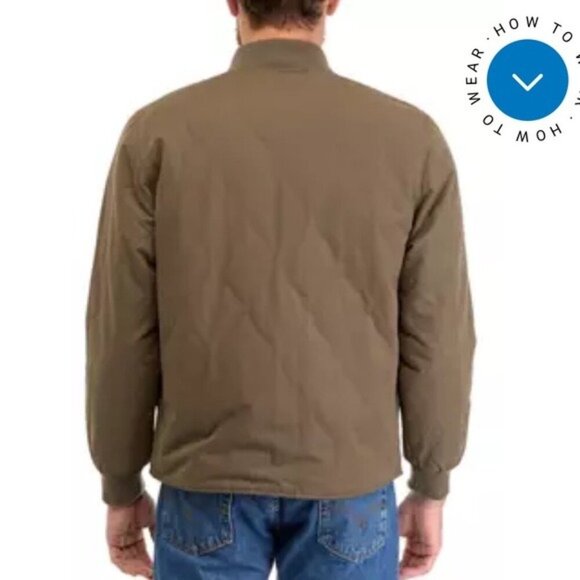 Ocean + Coast Olive Quilted Bomber Jacket – Men’s Size Large - Picture 2 of 10